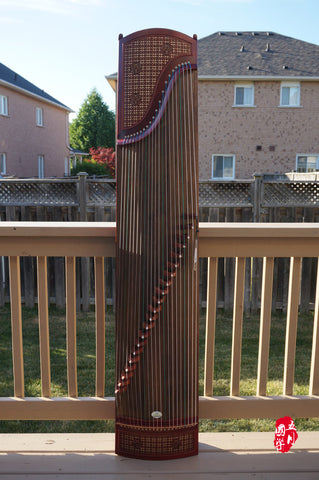 AFRICAN PURPLE SANDALWOOD GUZHENG -- ‘CHINESE WINDOW GRILLE'