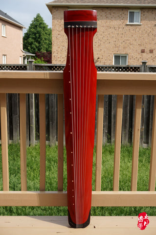 AGED FIR WOOD, STANDARD LEVEL GUQIN, ZHONGNI, CINNABAR RED